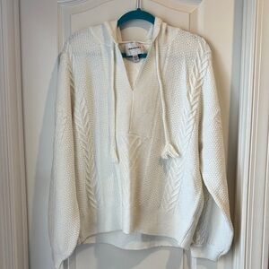White Knit Hoodie Sweater